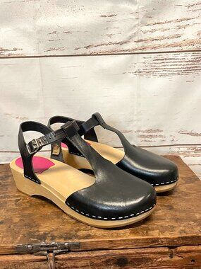 Swedish Hasbeens T-Strap clog shoes